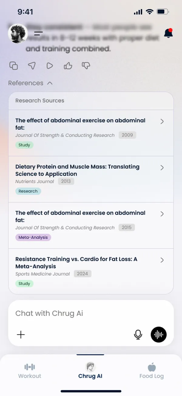 Chrug AI chat with research sources