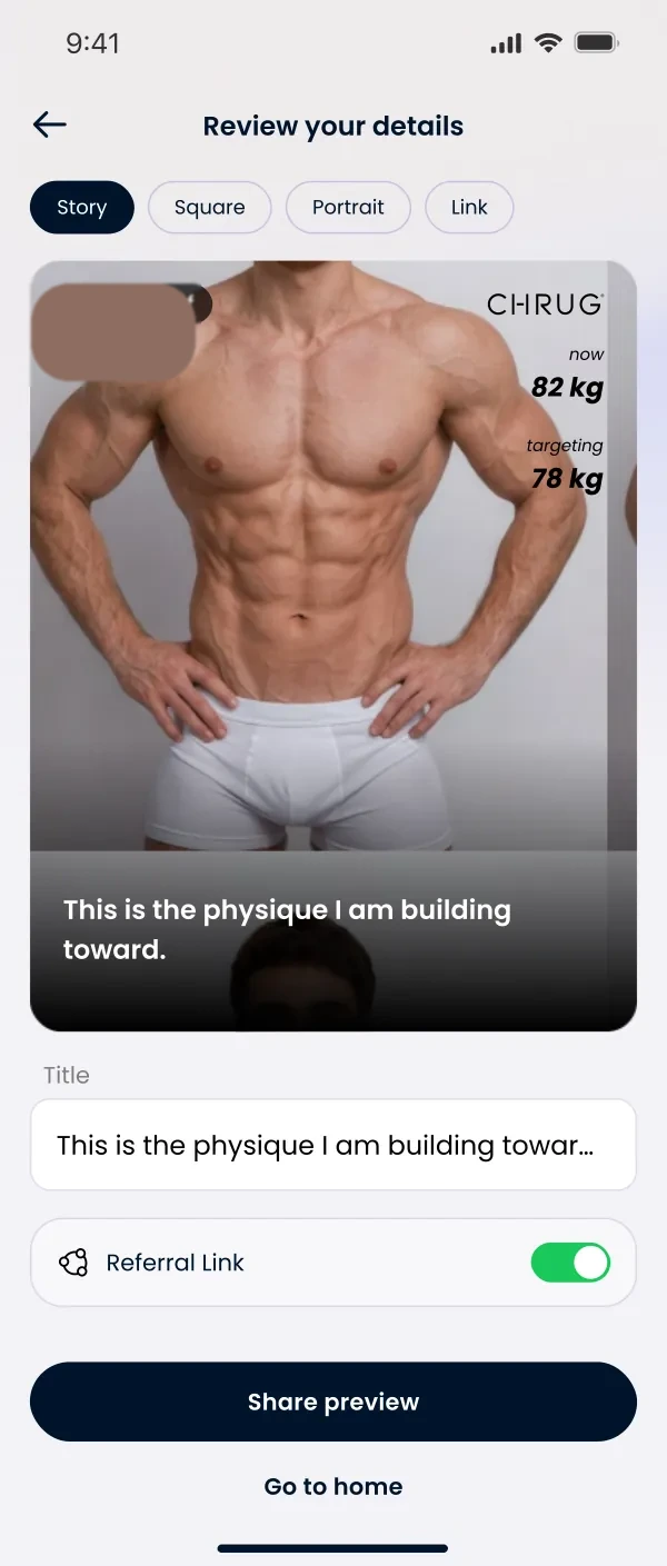 Share preview screen